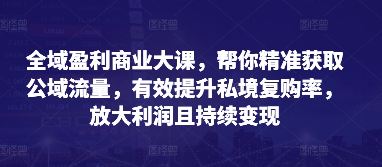 全域盈利商业大课，帮你精准获取公域流量，有效提升私境复购率，放大利润且持续变现-成长印记