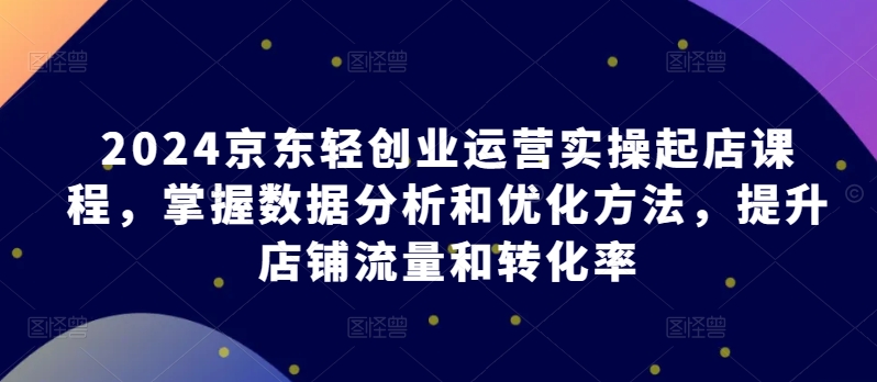 2024京东轻创业运营实操起店课程，掌握数据分析和优化方法，提升店铺流量和转化率-成长印记