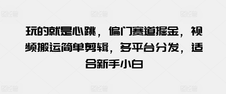 玩的就是心跳，偏门赛道掘金，视频搬运简单剪辑，多平台分发，适合新手小白【揭秘】-成长印记