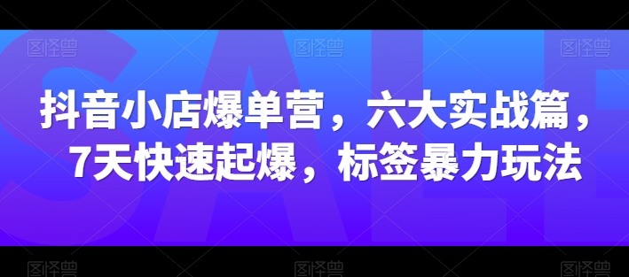 抖音小店爆单营，六大实战篇，7天快速起爆，标签暴力玩法-成长印记