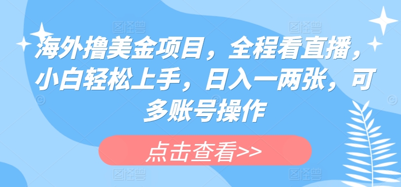 海外撸美金项目，全程看直播，小白轻松上手，日入一两张，可多账号操作【揭秘】-成长印记