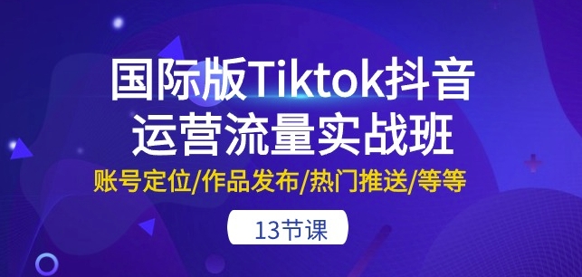 国际版Tiktok抖音运营流量实战班：账号定位/作品发布/热门推送/等等-13节-成长印记