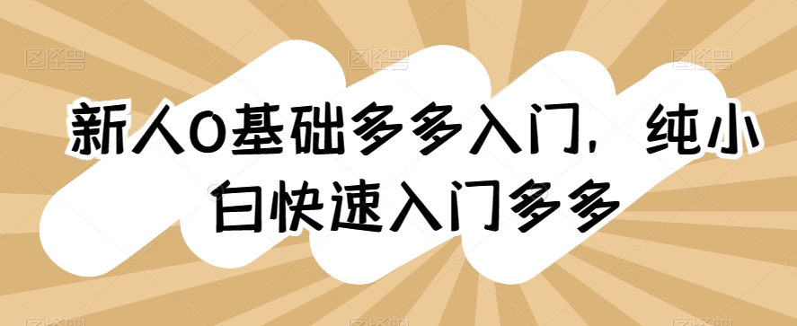 新人0基础多多入门，​纯小白快速入门多多-成长印记