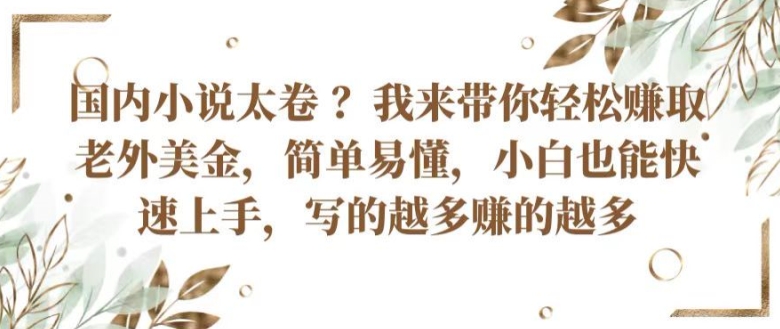 国内小说太卷 ?带你轻松赚取老外美金，简单易懂，小白也能快速上手，写的越多赚的越多【揭秘】-成长印记