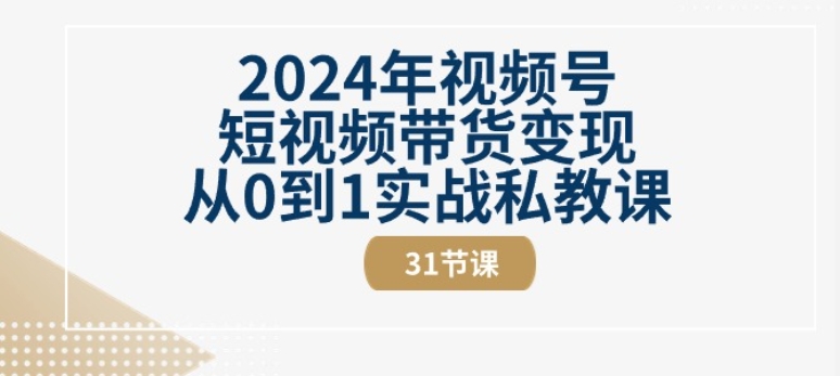 2024年视频号短视频带货变现从0到1实战私教课(31节视频课)-成长印记