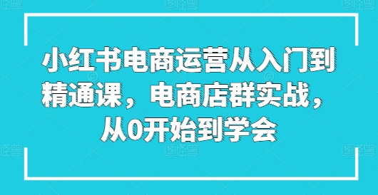 小红书电商运营从入门到精通课，电商店群实战，从0开始到学会-成长印记