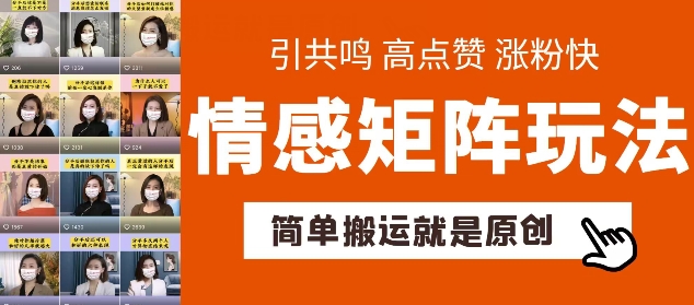 简单搬运，情感矩阵玩法，涨粉速度快，可带货，可起号【揭秘】-成长印记