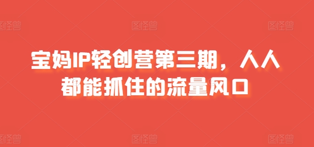 宝妈IP轻创营第三期，人人都能抓住的流量风口-成长印记