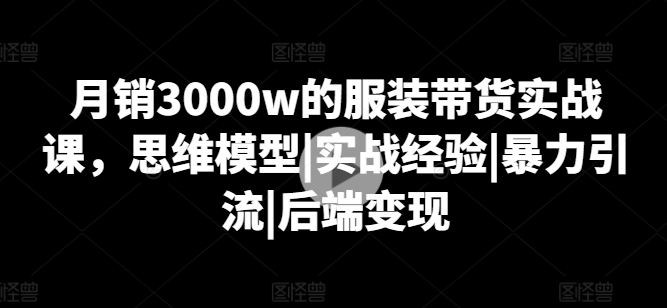 月销3000w的服装带货实战课，思维模型|实战经验|暴力引流|后端变现-成长印记