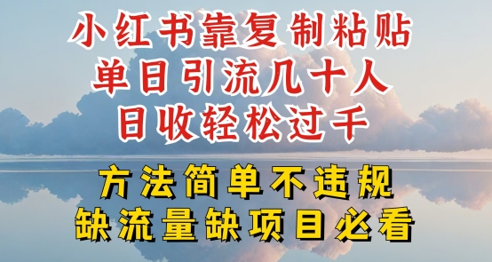 小红书靠复制粘贴单日引流几十人目收轻松过千，方法简单不违规【揭秘】-成长印记