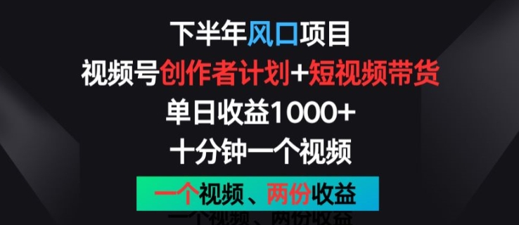 下半年风口项目，视频号创作者计划+视频带货，一个视频两份收益，十分钟一个视频【揭秘】-成长印记