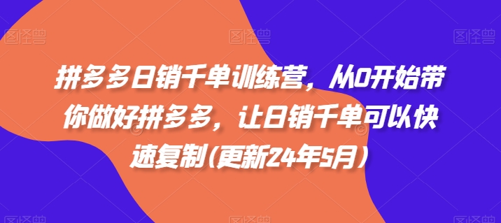 拼多多日销千单训练营，从0开始带你做好拼多多，让日销千单可以快速复制(更新24年6月)-成长印记