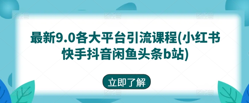 最新9.0各大平台引流课程(小红书快手抖音闲鱼头条b站)-成长印记