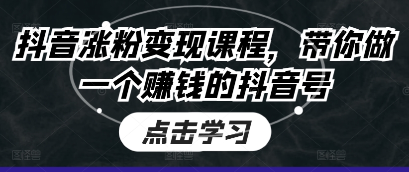 抖音涨粉变现课程，带你做一个赚钱的抖音号-成长印记