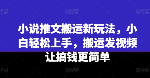 小说推文搬运新玩法，小白轻松上手，搬运发视频让搞钱更简单-成长印记