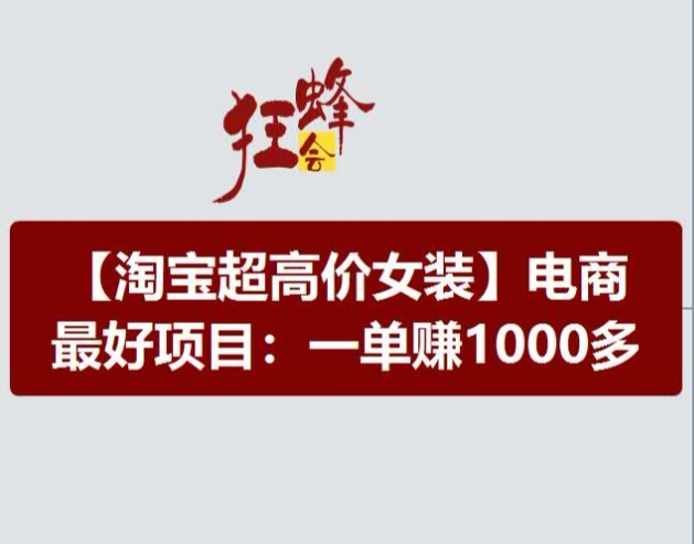 淘宝超高价女装项目，电商最好赛道，一单赚1000多-成长印记