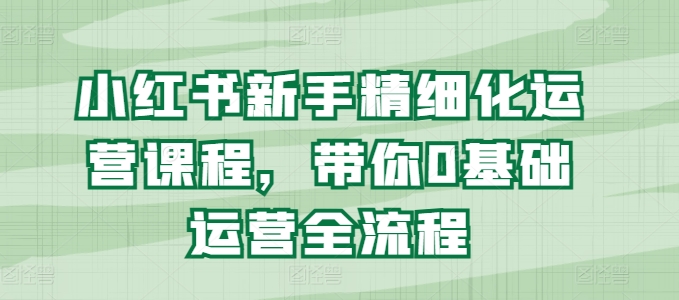 小红书新手精细化运营课程，带你0基础运营全流程-成长印记