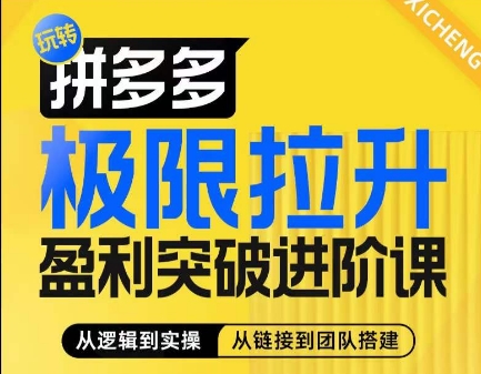 拼多多极限拉升盈利突破进阶课，​从算法到玩法，从玩法到团队搭建，体系化系统性帮助商家实现利润提升-成长印记