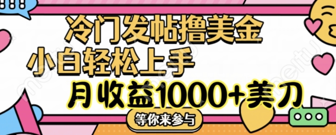 冷门发帖撸美金项目，月收益1000+美金，简单无脑，干就完了【揭秘】-成长印记