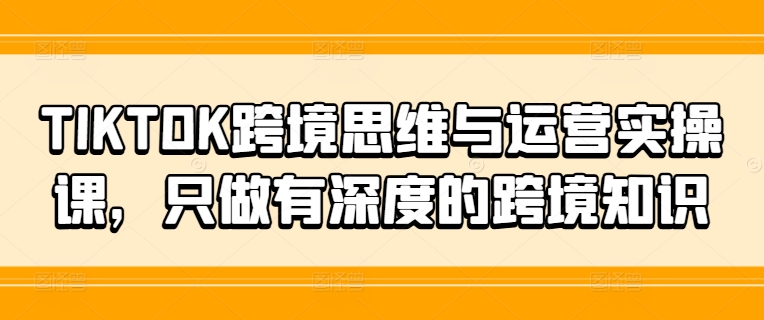 TIKTOK跨境思维与运营实操课，只做有深度的跨境知识-成长印记