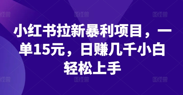 小红书拉新暴利项目，一单15元，日赚几千小白轻松上手【揭秘】-成长印记