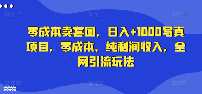 零成本卖套图，日入+1000写真项目，零成本，纯利润收入，全网引流玩法-成长印记