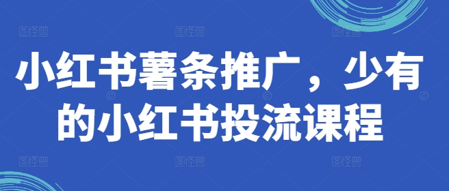 小红书薯条推广，少有的小红书投流课程-成长印记