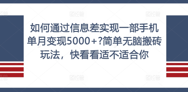 如何通过信息差实现一部手机单月变现5000+?简单无脑搬砖玩法，快看看适不适合你【揭秘】-成长印记