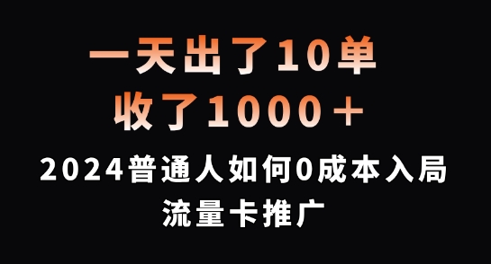 一天出了10单，收了1000+，2024普通人如何0成本入局流量卡推广【揭秘】-成长印记