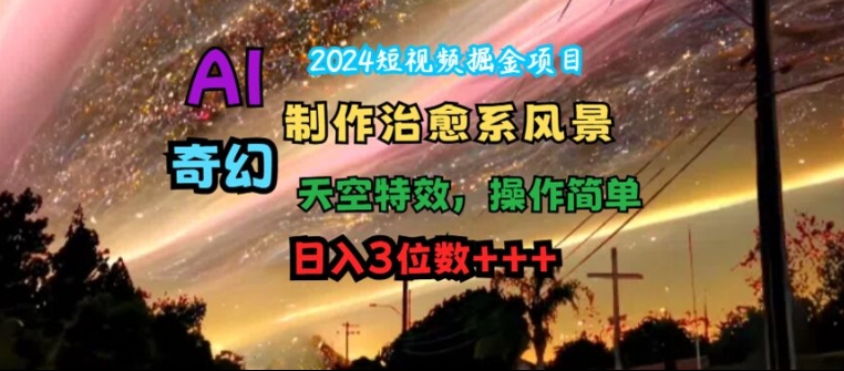 2024短视频掘金项目，AI制作治愈系风景，奇幻天空特效，操作简单，日入3位数【揭秘】-成长印记