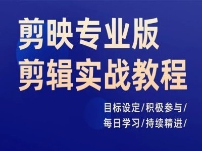 剪映专业版剪辑实战教程，目标设定/积极参与/每日学习/持续精进-成长印记