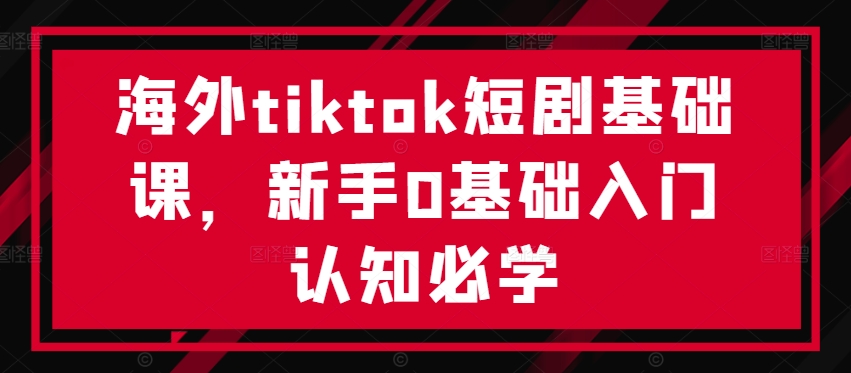 海外tiktok短剧基础课，新手0基础入门认知必学-成长印记