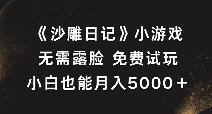 《沙雕日记》小游戏，无需露脸免费试玩，小白也能月入5000+【揭秘】-成长印记