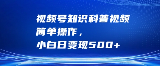 视频号知识科普视频，简单操作，小白日变现500+【揭秘】-成长印记