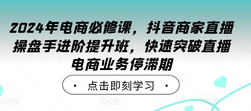 2024年电商必修课，抖音商家直播操盘手进阶提升班，快速突破直播电商业务停滞期-成长印记