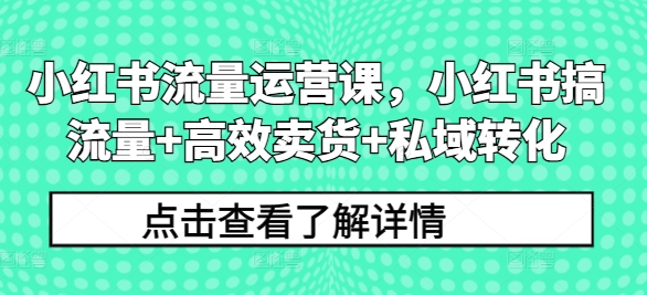 小红书流量运营课，小红书搞流量+高效卖货+私域转化-成长印记