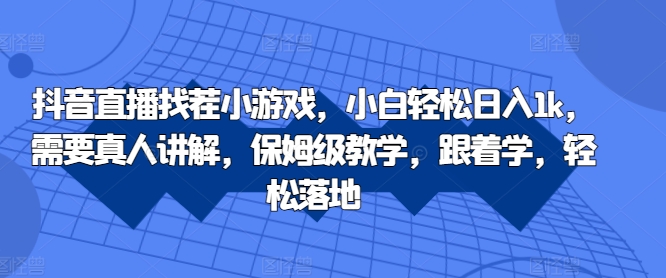 抖音直播找茬小游戏，小白轻松日入1k，需要真人讲解，保姆级教学，跟着学，轻松落地【揭秘】-成长印记