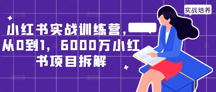 小红书实战训练营，从0到1，6000万小红书项目拆解-成长印记