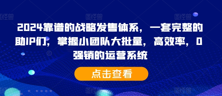 2024靠谱的战略发售体系，一套完整的助IP们，掌握小团队大批量，高效率，0 强销的运营系统-成长印记