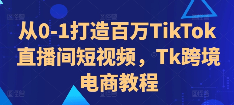 从0-1打造百万TikTok直播间短视频，Tk跨境电商教程-成长印记