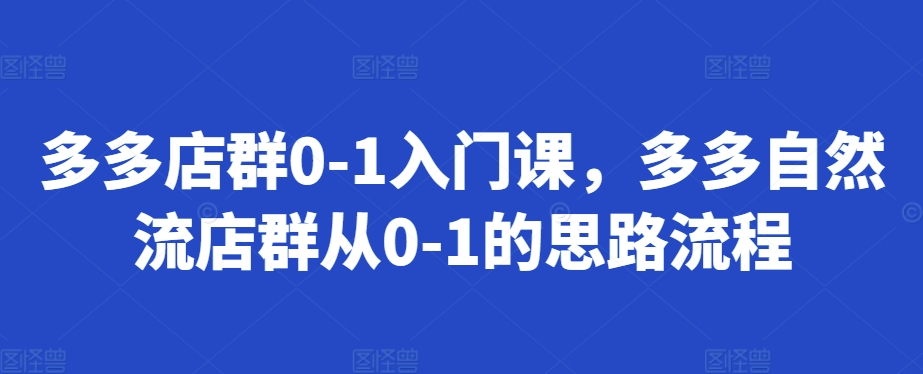 多多店群0-1入门课，多多自然流店群从0-1的思路流程-成长印记