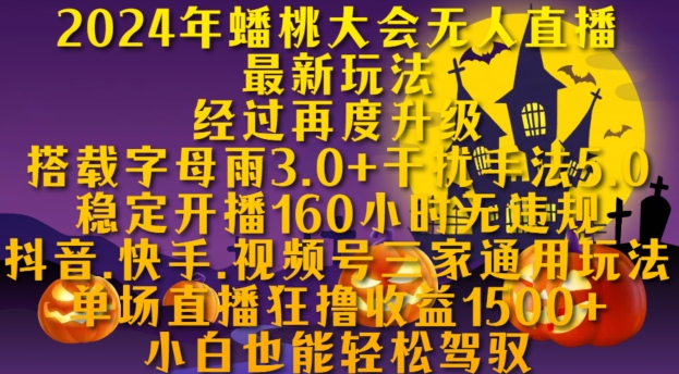 2024年蟠桃大会无人直播最新玩法，稳定开播160小时无违规，抖音、快手、视频号三家通用玩法【揭秘】-成长印记