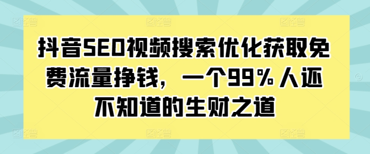 抖音SEO视频搜索优化获取免费流量挣钱，一个99%人还不知道的生财之道-成长印记