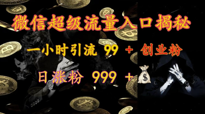 微信超级流量入口揭秘：一小时引流 99 + 创业粉，日涨粉 999 +-成长印记