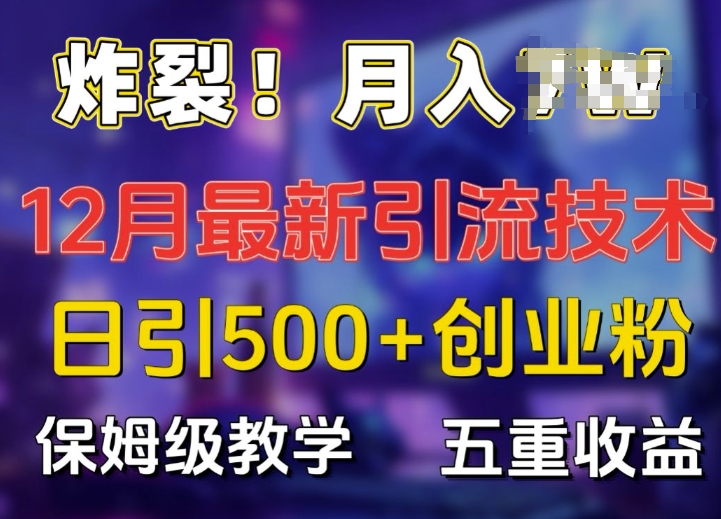 炸裂!揭秘12月最新日引流500+精准创业粉，多重收益保姆级教学-成长印记