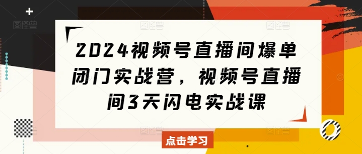 2024视频号直播间爆单闭门实战营，视频号直播间3天闪电实战课-成长印记