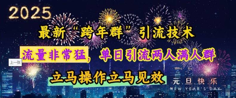 最新“跨年群”引流，流量非常猛，单日引流两人满人群，立马操作立马见效【揭秘】-成长印记