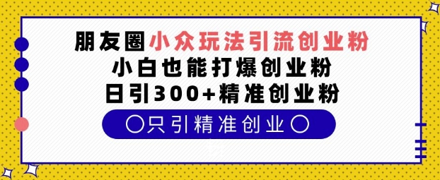 朋友圈小众玩法引流创业粉，小白也能打爆创业粉，日引300+精准创业粉【揭秘】-成长印记