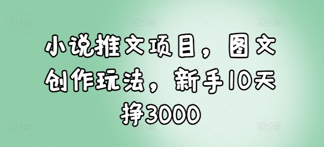 小说推文项目，图文创作玩法，新手10天挣3000-成长印记