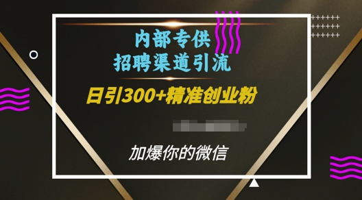 内部招聘渠道日引流300+创业粉，加爆你的微信【揭秘】-成长印记